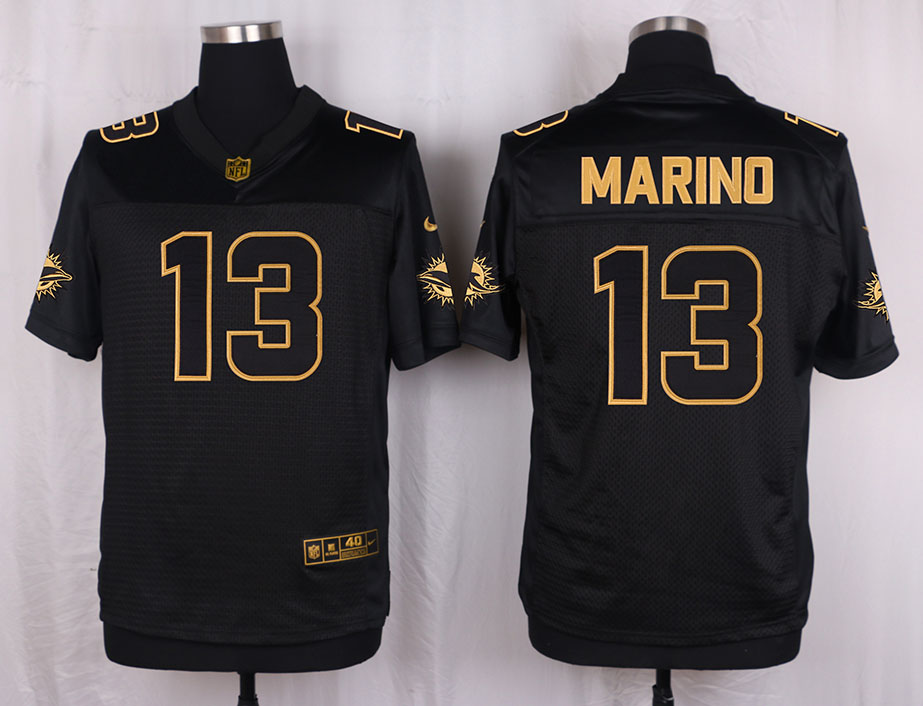 Nike Dolphins 13 Dan Marino Pro Line Black Gold Collection Elite Jersey