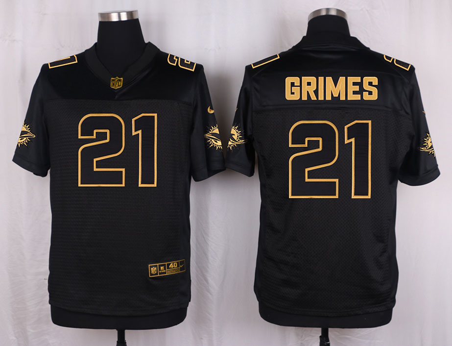 Nike Dolphins 21 Brent Grimes Pro Line Black Gold Collection Elite Jersey