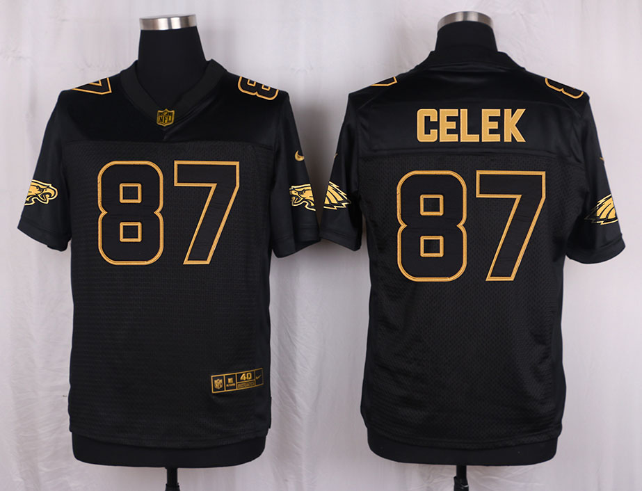 Nike Eagles 87 Brent Celek Pro Line Black Gold Collection Elite Jersey