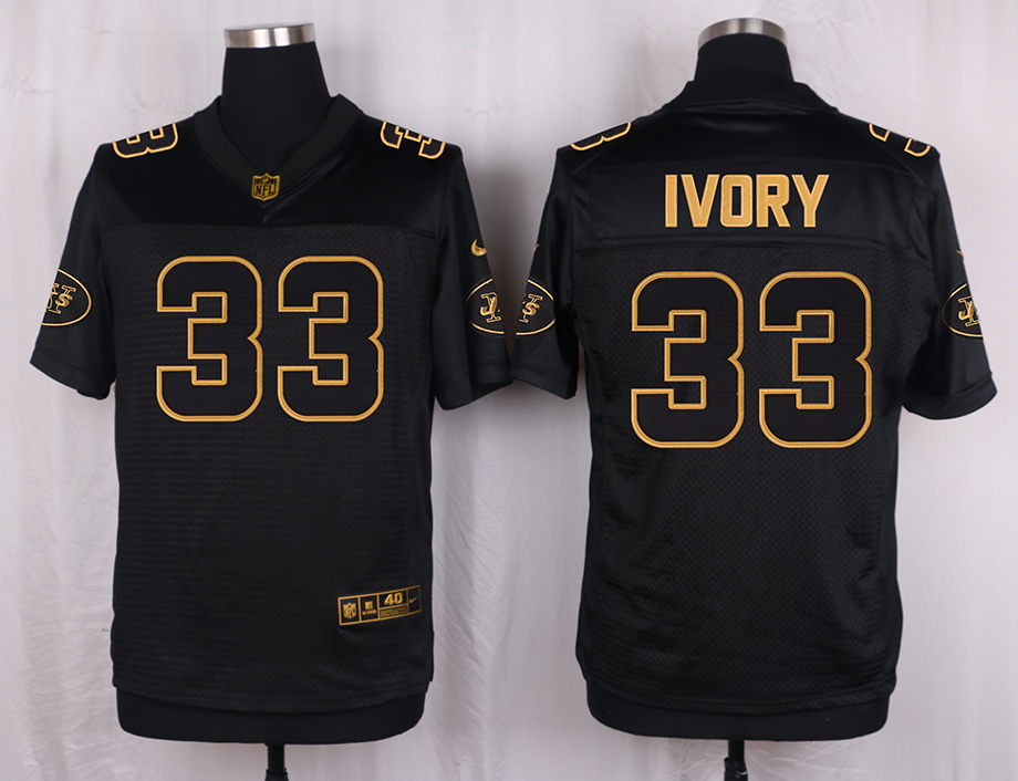 Nike Jets 33 Chris Ivory Pro Line Black Gold Collection Elite Jersey