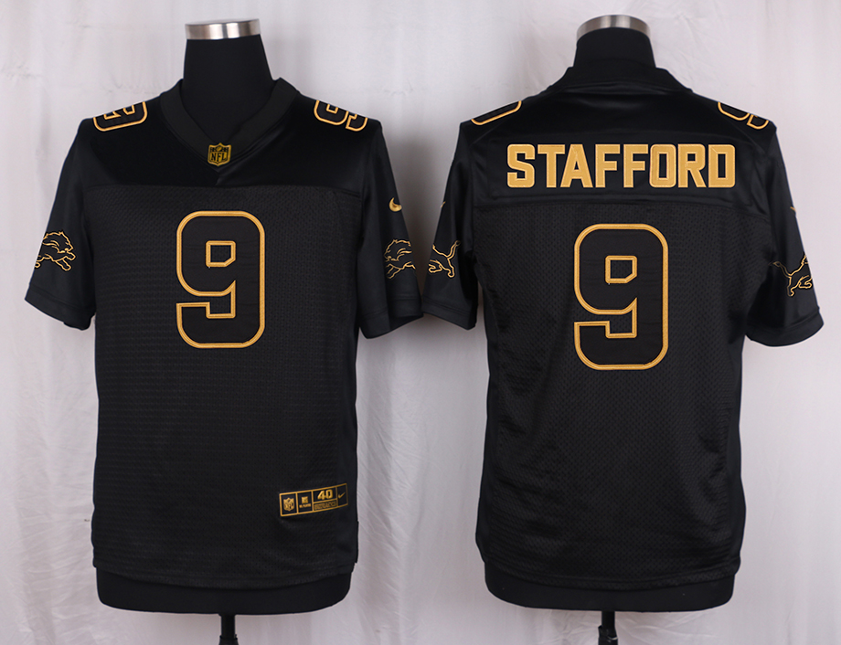 Nike Lions 9 Matthew Stafford Pro Line Black Gold Collection Elite Jersey