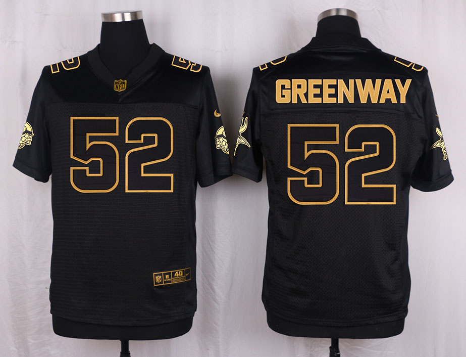 Nike Vikings 52 Chad Greenway Pro Line Black Gold Collection Elite Jersey
