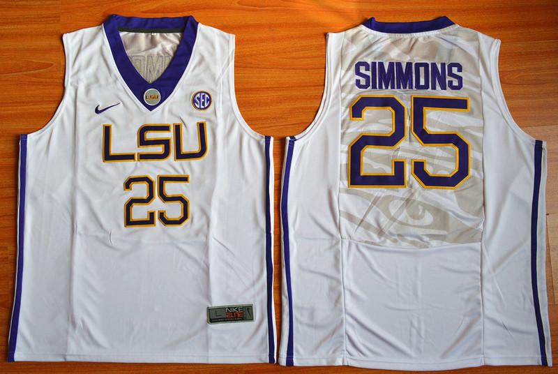 LSU Tigers 25 Ben Simmons White College Basketball Jersey