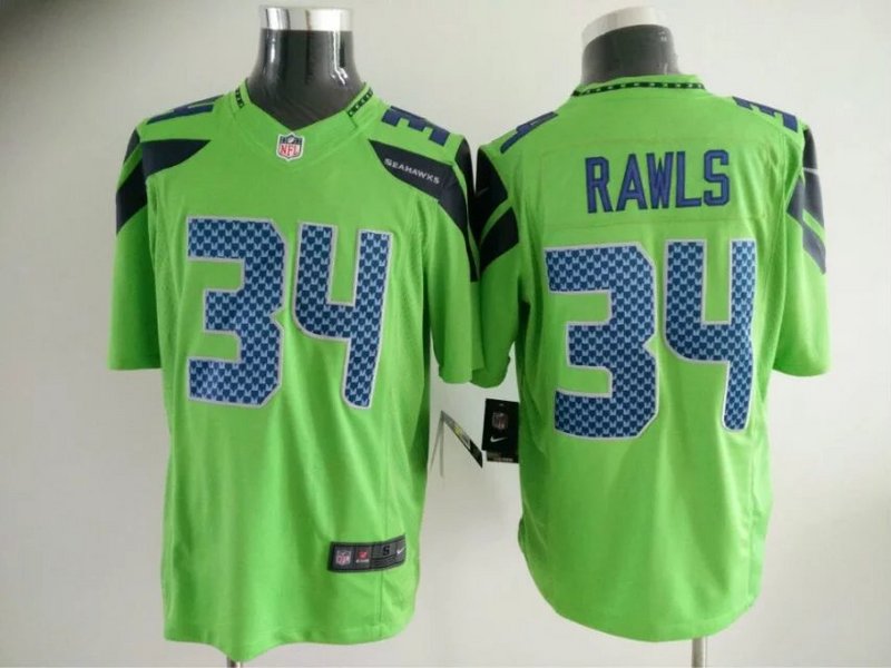 Nike Seahawks 34 Thomas Rawls Green Color Rush Limited Jersey