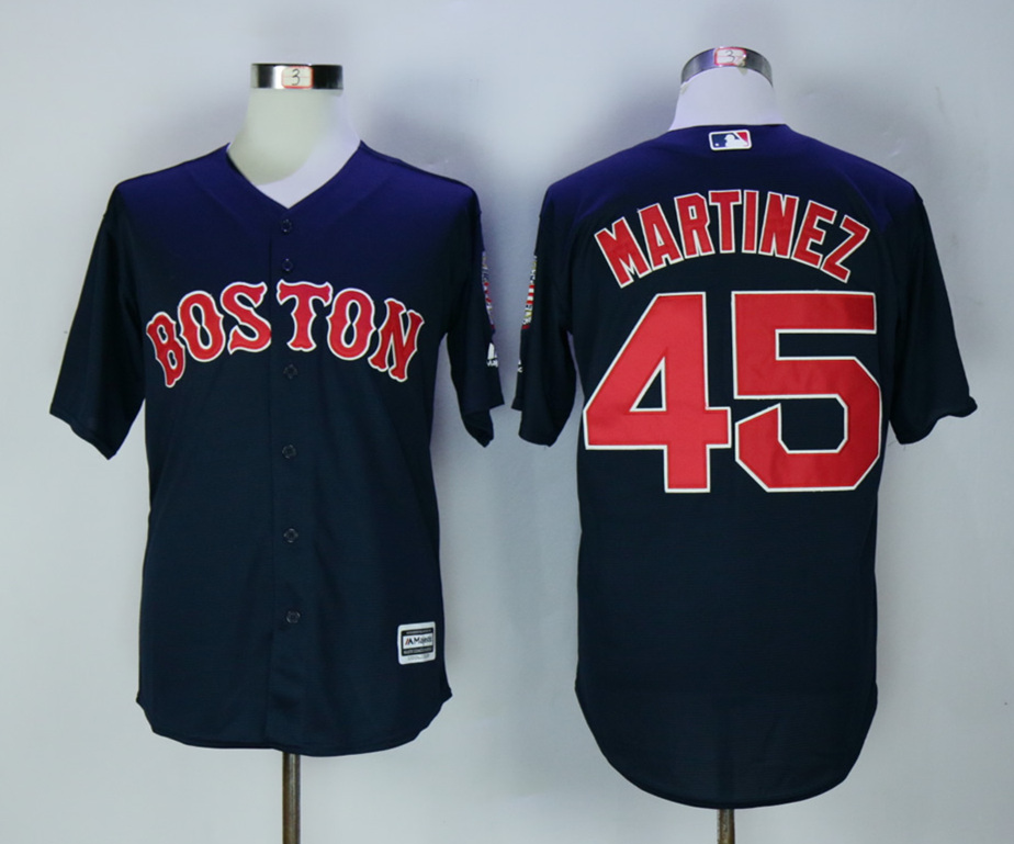 Red Sox 45 Pedro Martinez Navy New Cool Base Jersey