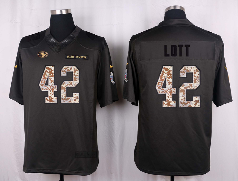 Nike 49ers 42 Ronnie Lott Anthracite Salute to Service Limited Jersey