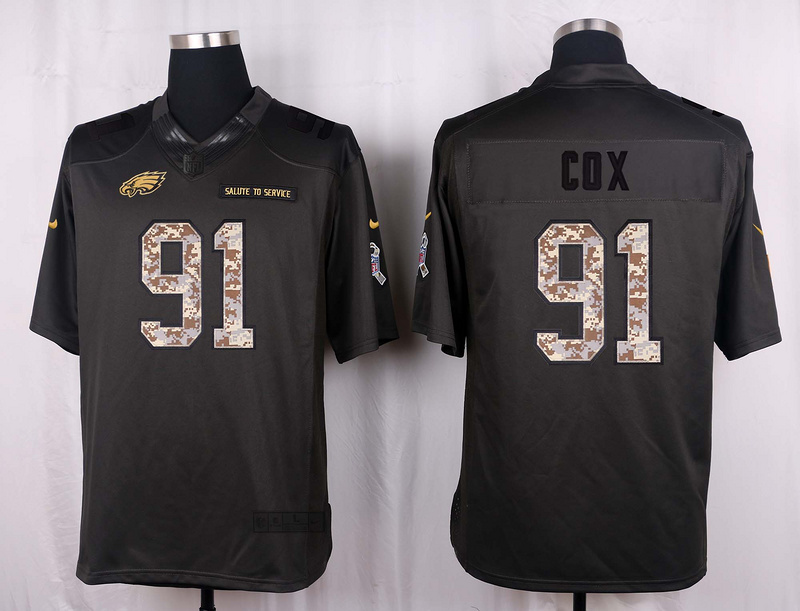 Nike Eagles 91 Fletcher Cox Anthracite Salute to Service Limited Jersey