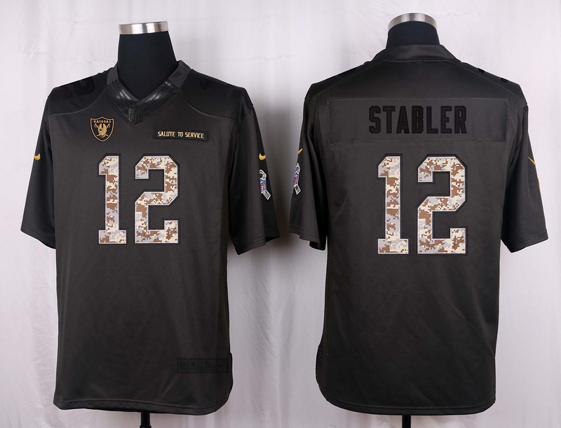 Nike Raiders 12 Kenny Stabler Anthracite Salute to Service Limited Jersey