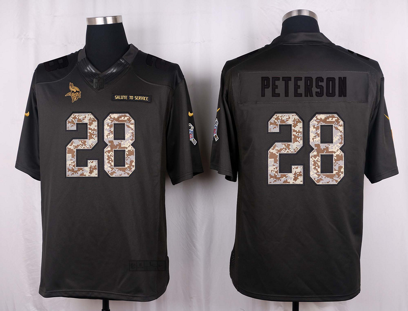 Nike Vikings 28 Adrian Peterson Anthracite Salute to Service Limited Jersey
