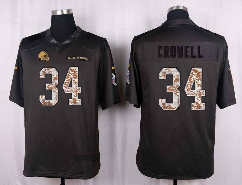Nike Browns 34 Isaiah Crowell Anthracite Salute to Service Limited Jersey