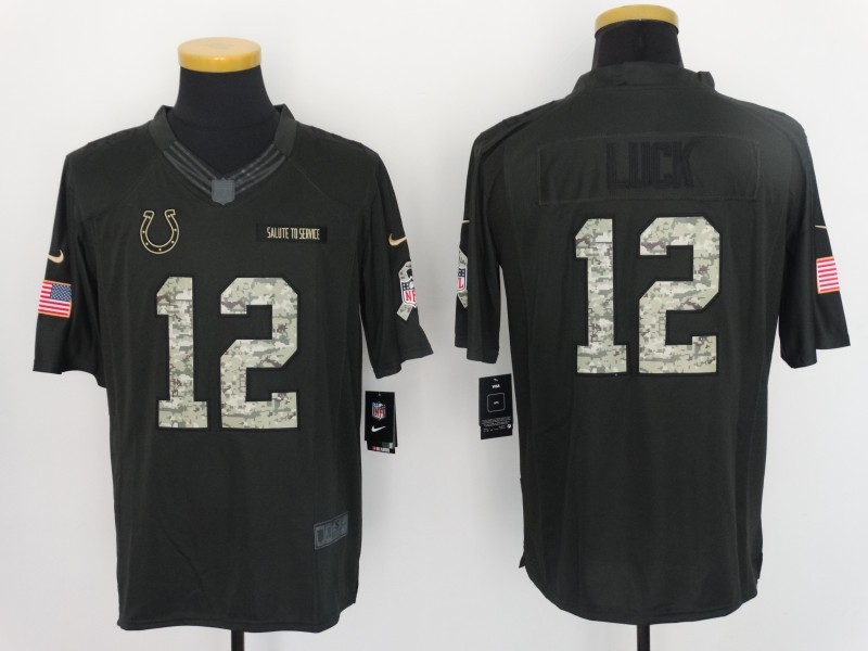 Nike Colts 12 Andrew Luck Anthracite Salute to Service Limited Jersey