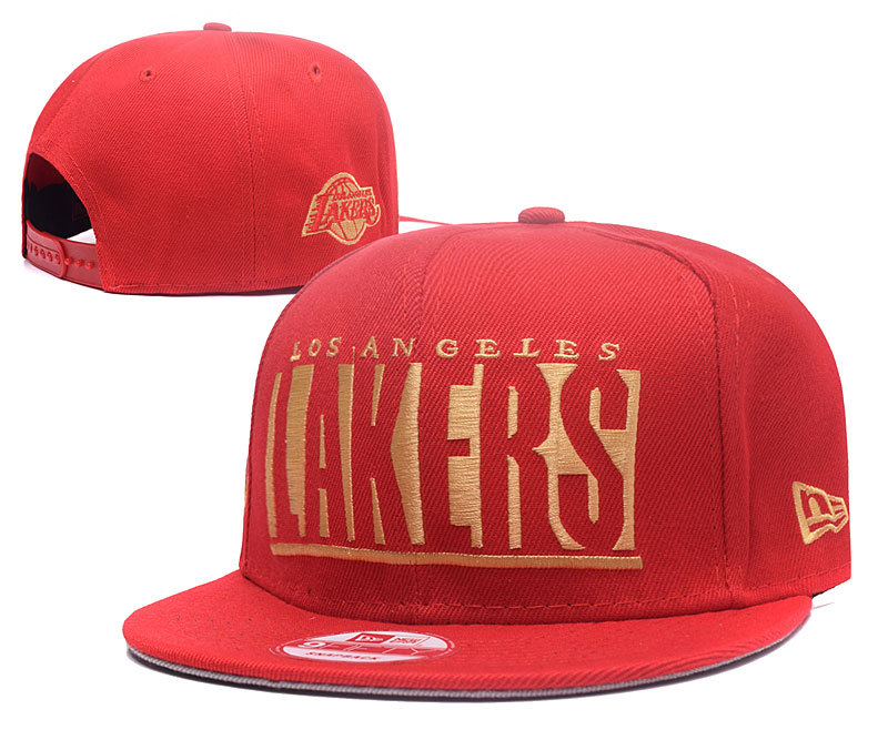 Lakers Gold Logo Red Adjustable Hat GS