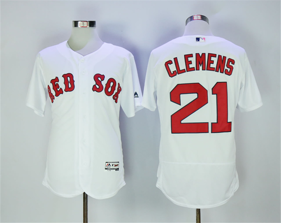 Red Sox 21 Roger Clemens White Flexbase Jersey