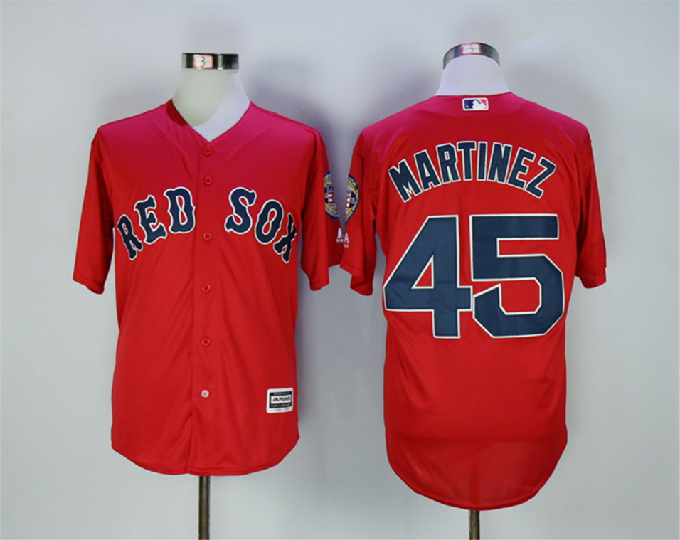 Red Sox 45 Pedro Martinez Red With 2015 Hall Of Fame Patch New Cool Base Jersey