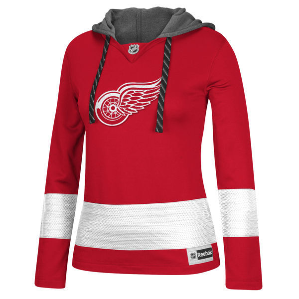Detroit Red Wings Red All Stitched Women's Hooded Sweatshirt