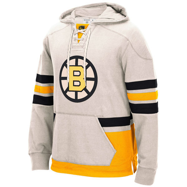 Boston Bruins Cream All Stitched Men's Hooded Sweatshirt