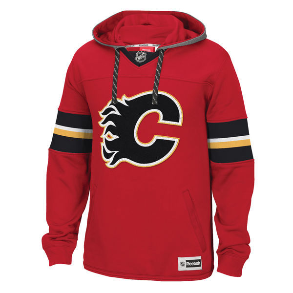 Calgary Flames Red All Stitched Men's Hooded Sweatshirt2