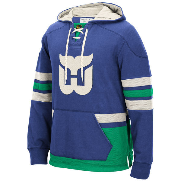 Hartford Whalers Blue All Stitched Men's Hooded Sweatshirt