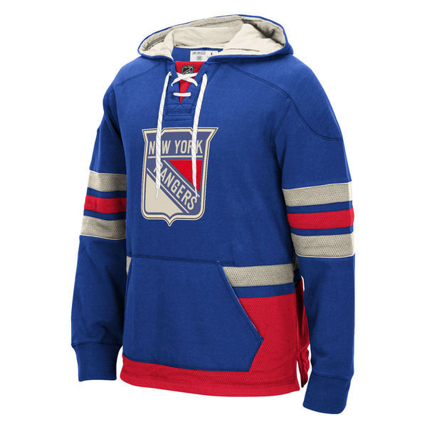 New York Rangers Blue All Stitched Men's Hooded Sweatshirt