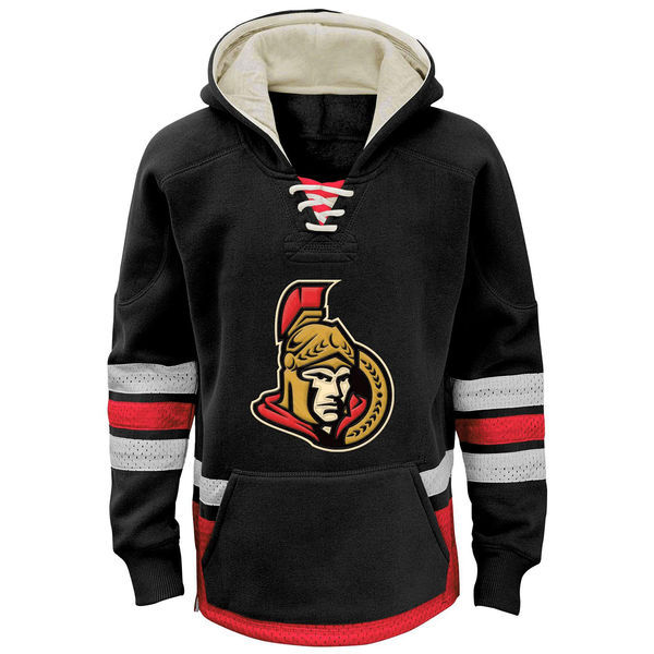 Ottawa Senators Black All Stitched Men's Hooded Sweatshirt