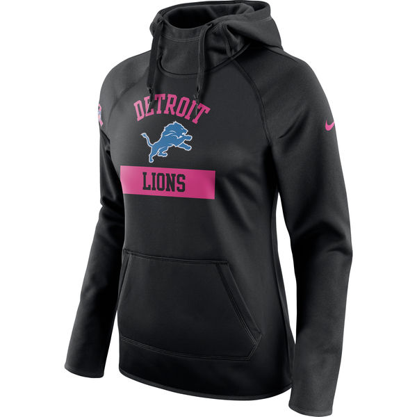 Detroit Lions Nike Women's Breast Cancer Awareness Circuit Performance Pullover Hoodie Black