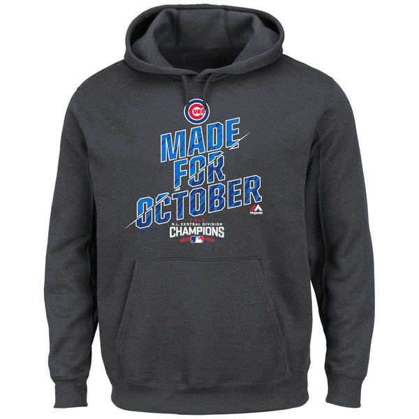 Chicago Cubs Charcoal 2016 World Series Champions Men's Hoodie2