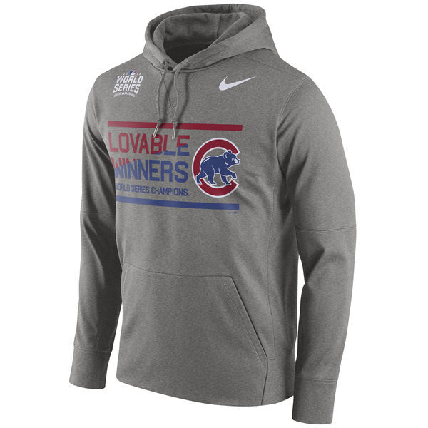 Chicago Cubs Grey 2016 World Series Champions Men's Hoodie2