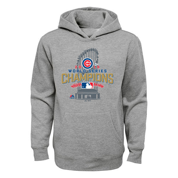 Chicago Cubs Grey 2016 World Series Champions Men's Pullover Hoodie