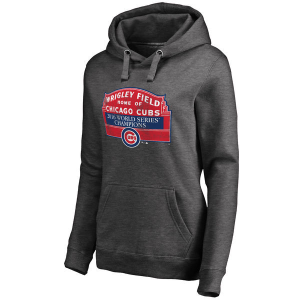 Chicago Cubs Heather Gray 2016 World Series Champions Sign Win Women's Pullover Hoodie