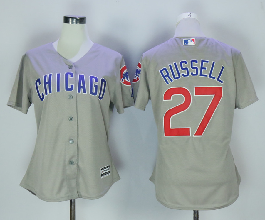 Cubs 27 Addison Russell Grey Women New Cool Base Jersey