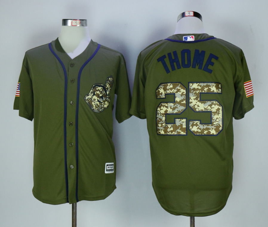 Indians 25 Jim Thome Olive Green New Cool Base Jersey