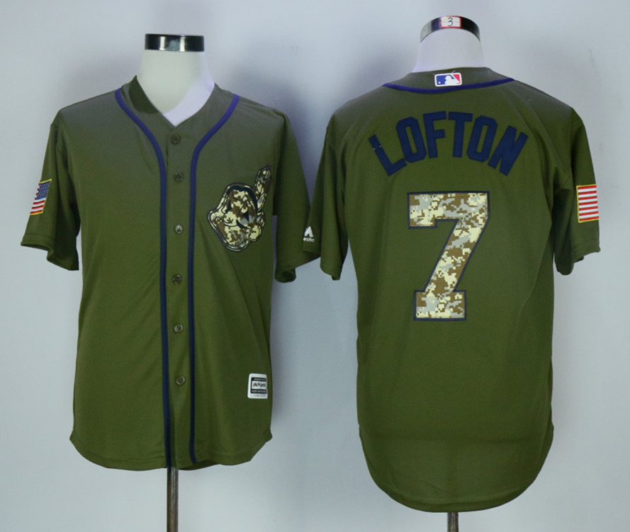Indians 7 Kenny Lofton Olive Green New Cool Base Jersey