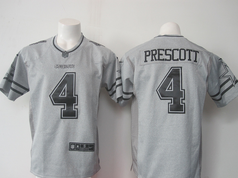 Nike Cowboys 4 Dak Prescott Gridiron Gray II Limited Jersey