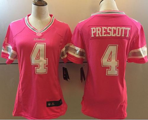 Nike Cowboys 4 Dak Prescott Pink Bubble Gum Women Game Jersey
