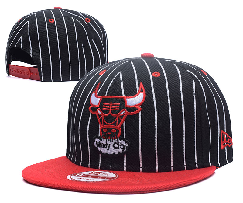 Bulls Team Logo Black White Stripe Adjustable Hat YS