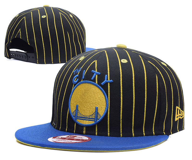 Warriors Team Logo Black Gold Stripe Adjustable Hat YS