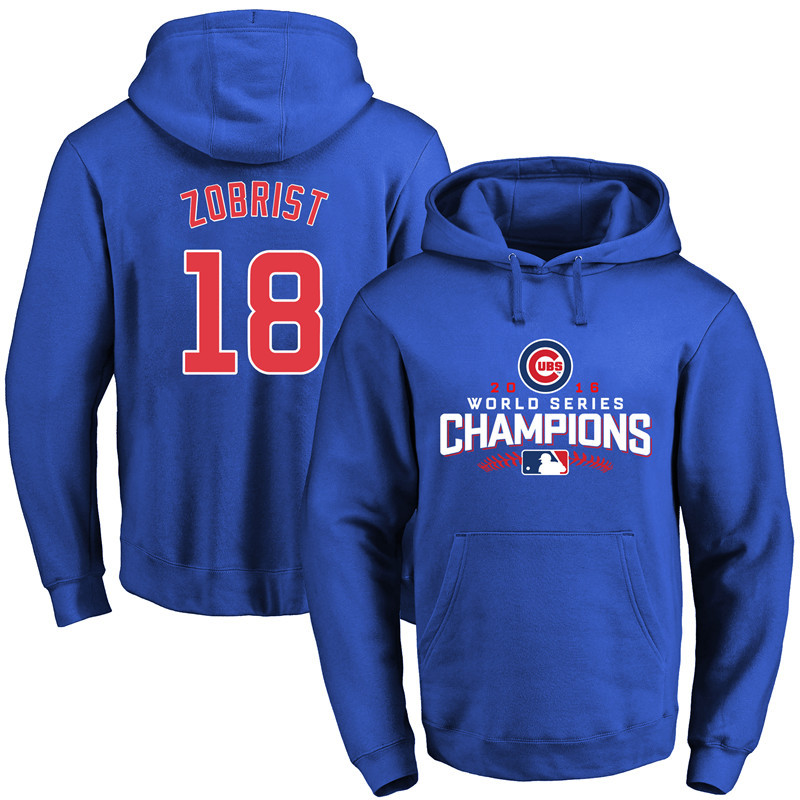 Cubs 18 Ben Zobrist Royal 2016 World Series Champions Pullover Hoodie