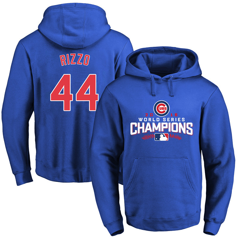Cubs 44 Anthony Rizzo Royal 2016 World Series Champions Pullover Hoodie