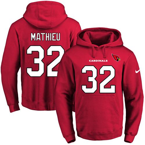 Nike Cardinals 32 Tyrann Mathieu Red Men's Pullover Hoodie