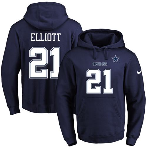 Nike Cowboys 21 Ezequiel Elliott Navy Men's Pullover Hoodie