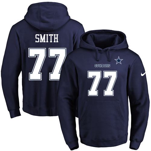 Nike Cowboys 77 Tyron Smith Navy Men's Pullover Hoodie