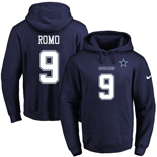 Nike Cowboys 9 Tony Romo Navy Men's Pullover Hoodie