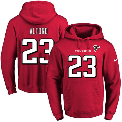 Nike Falcons 23 Robert Alford Red Men's Pullover Hoodie