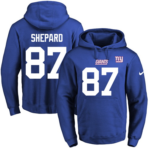 Nike Giants 87 Sterling Shepard Blue Men's Pullover Hoodie