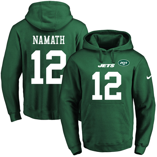 Nike Jets 12 Joe Namath Green Men's Pullover Hoodie