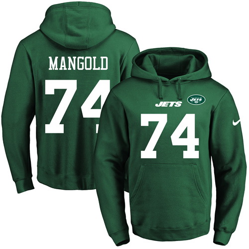 Nike Jets 74 Nick Mangold Green Men's Pullover Hoodie