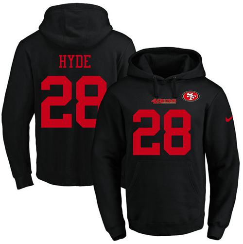 Nike 49ers 28 Carlos Hyde Black Men's Pullover Hoodie