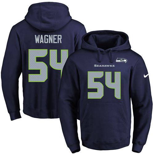 Nike Seahawks 54 Bobby Wagner Navy Men's Pullover Hoodie