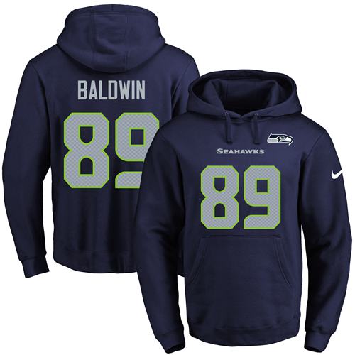 Nike Seahawks 89 Doug Baldwin Navy Men's Pullover Hoodie