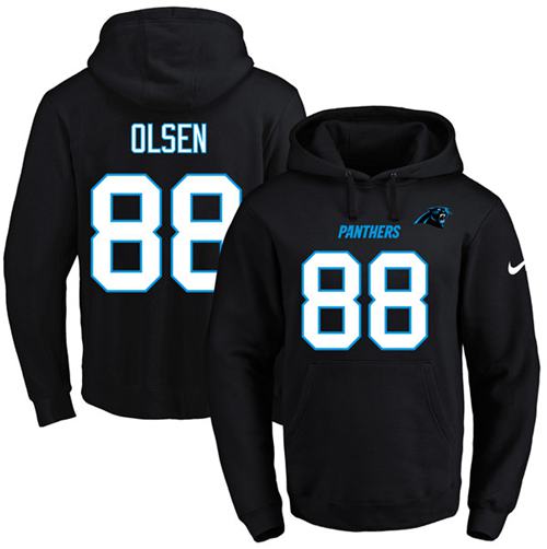 Nike Panthers 88 Greg Olsen Black Men's Pullover Hoodie